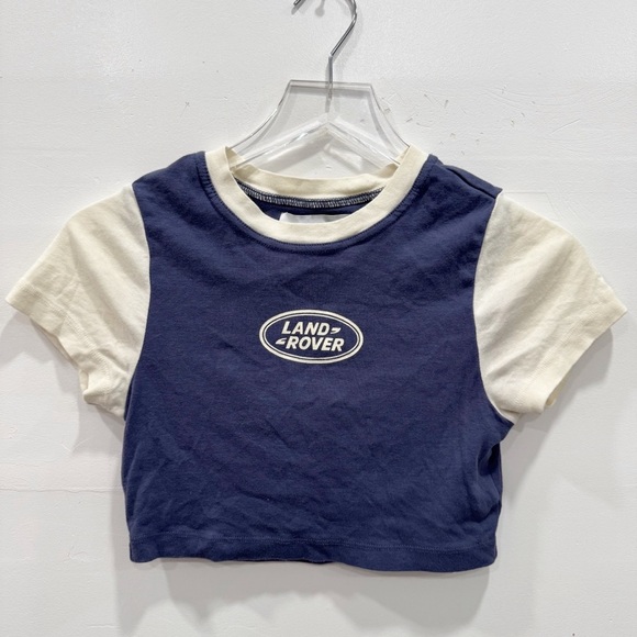 Land Rover Pacsun Baby Tee Blue Cream Crop Size CS Cotton - Picture 2 of 7